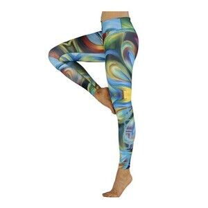 Niyama Sol Capri Leggings Acrylic Storm  Vibrant TieDye Swirl Resoluna Opaque XS